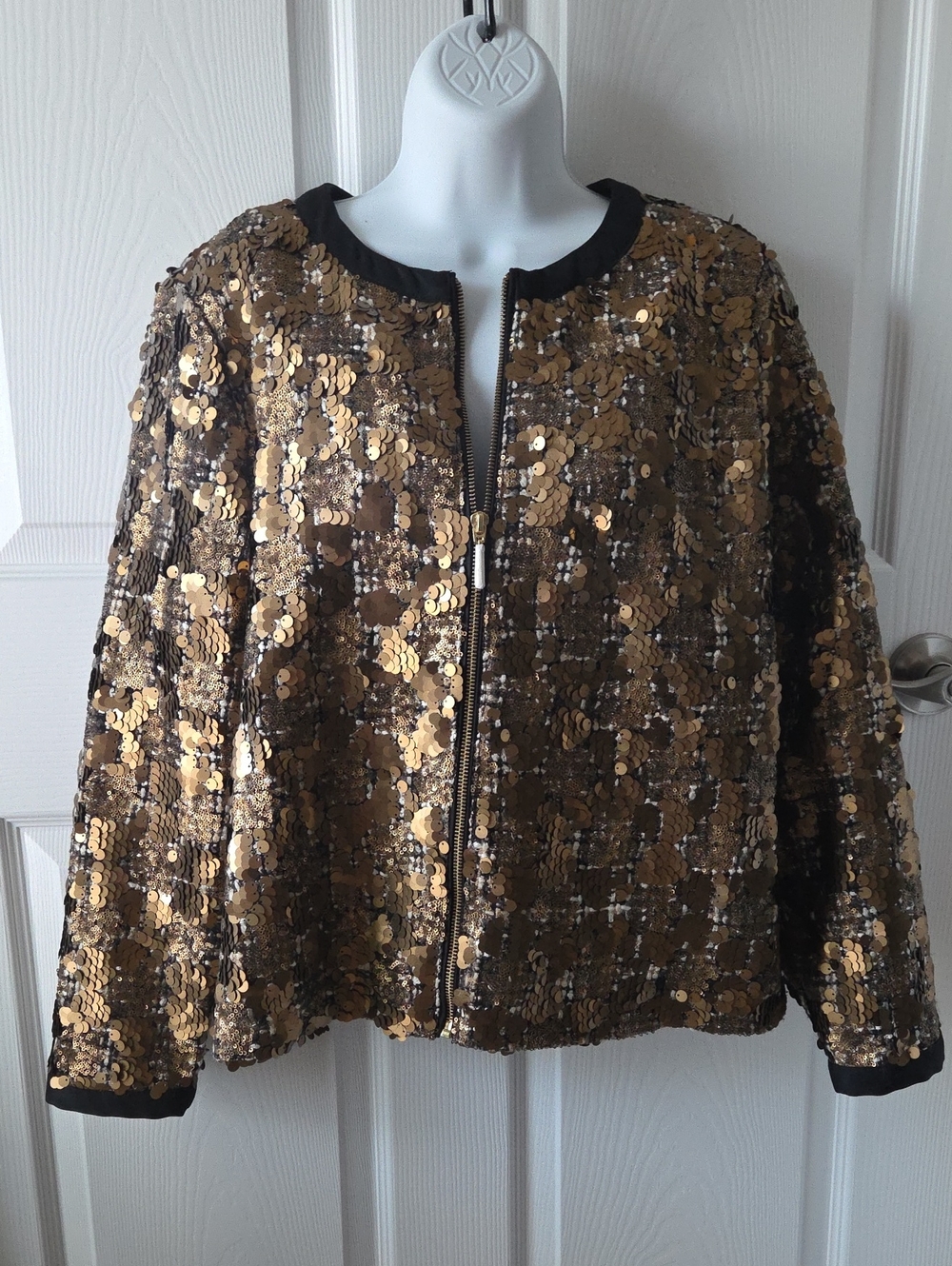 Chicos Sequin Bomber Vintage Charm Jacket 12/14